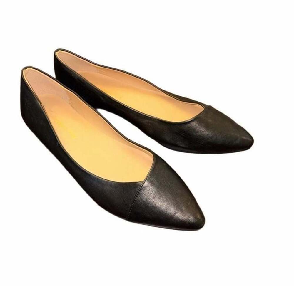 Funky Monkey Black Pointed Toe Flats 9.5 Minimalist Office Ballet Shoes